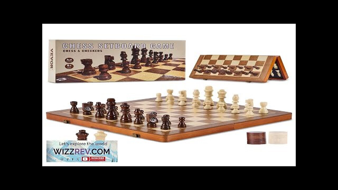 VEVOR Magnetic Wooden Chess Set 15 inch 2-IN-1 Chess Checkers Game Set Review