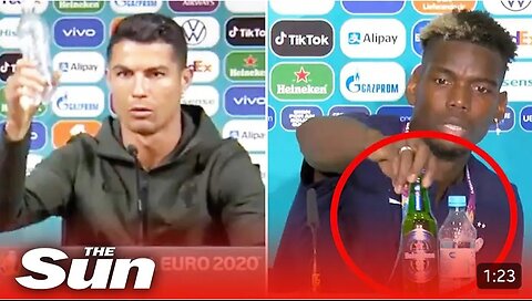 Paul Pogba follows Cristiano Ronaldo's Coca Cola Euro 2020 stunt by removing a Heineken beer bottle