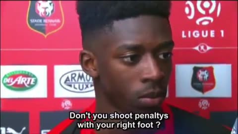 Ousmane Dembele taking the penalty with his right foot
