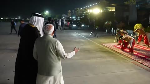 PM MODI RECEIVES AMIR OF THE STATE OF QATAR UPON HIS ARRIVAL IN NEWDELHI