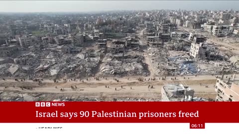 Israel says 90 Palestinian prisoners freed as Gaza ceasefire enters second day | BBC News