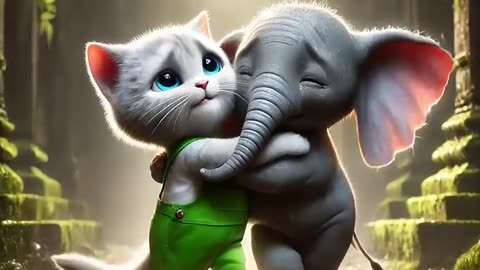 The Heartwarming Escape of a Brave Kitten and a Baby Elephant 🐱🐘✨ #cute #cutecat #catstory #kitten
