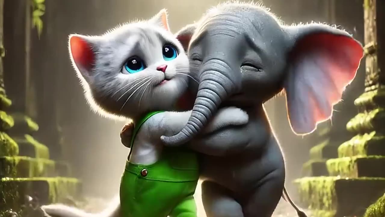 The Heartwarming Escape of a Brave Kitten and a Baby Elephant 🐱🐘✨ #cute #cutecat #catstory #kitten