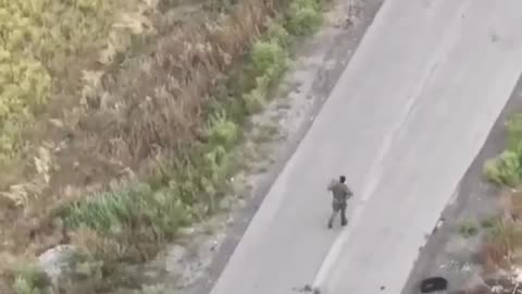 Scary drone footage - follows soldier and then explodes