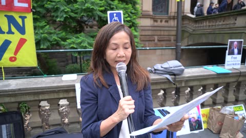 Dr My Le Trinh (suspended) speaking at Sydney Town Hall, 10-Jan-2025