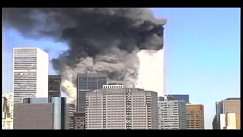 911 South Tower Demolition - East Face Rooftop Longshot With Slow Zoom