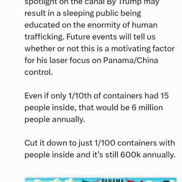 Panama canal is very important stop children from being trafficked and drugs