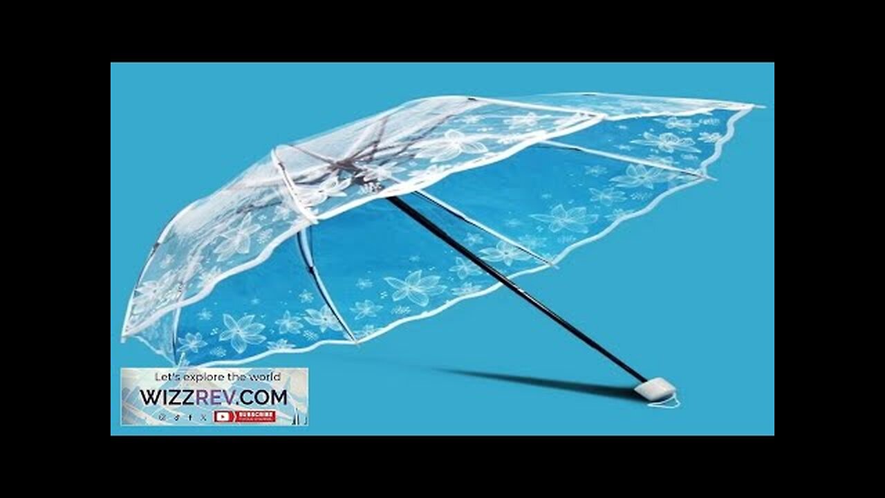 Transparent White Flower Umbrella Women Rain Portable Mini Parasol Outdoor Clear Plastic Review