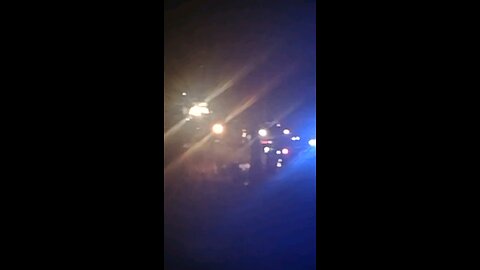 police, fire, and other first responders deal with downed tree and burning power pole