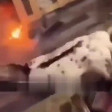 The goat wants to enter the fireplace!