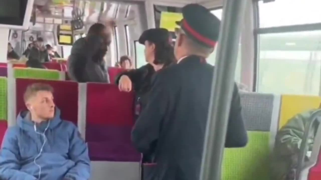 He wants to travel without a ticket and attacks the female conductor. France is