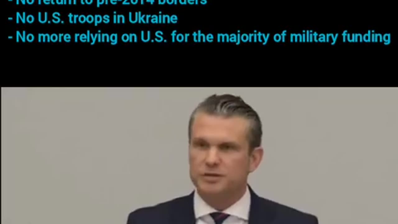 Defense Secretary Pete Hegseth on Ukraine： - No NATO membership - No return to pre-2014 ...