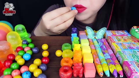 ASMR Rainbow Snack Feast! Edible Pencil, Galaxy Egg, Kohakuto