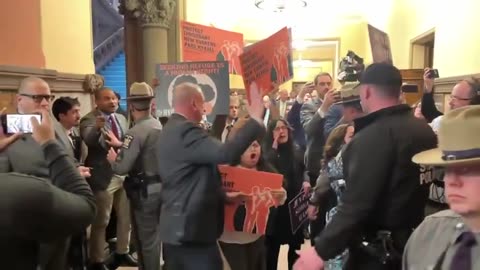 Leftist activists stage an insurrection in the NY State Capitol to protest Tom Homan