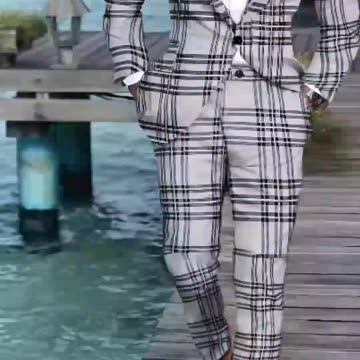 Men’s Plus Size Plaid Suit! This 2-piece set features a sleek