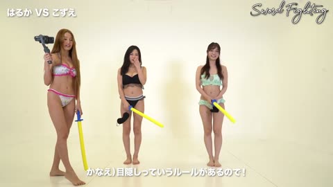 BIKINI SWORD BATTLE | 6 Bikini girls blindfolded doing a Foam sword game :)