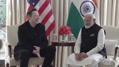 Indian Prime Minister Modi talks with Elon Musk at the White House