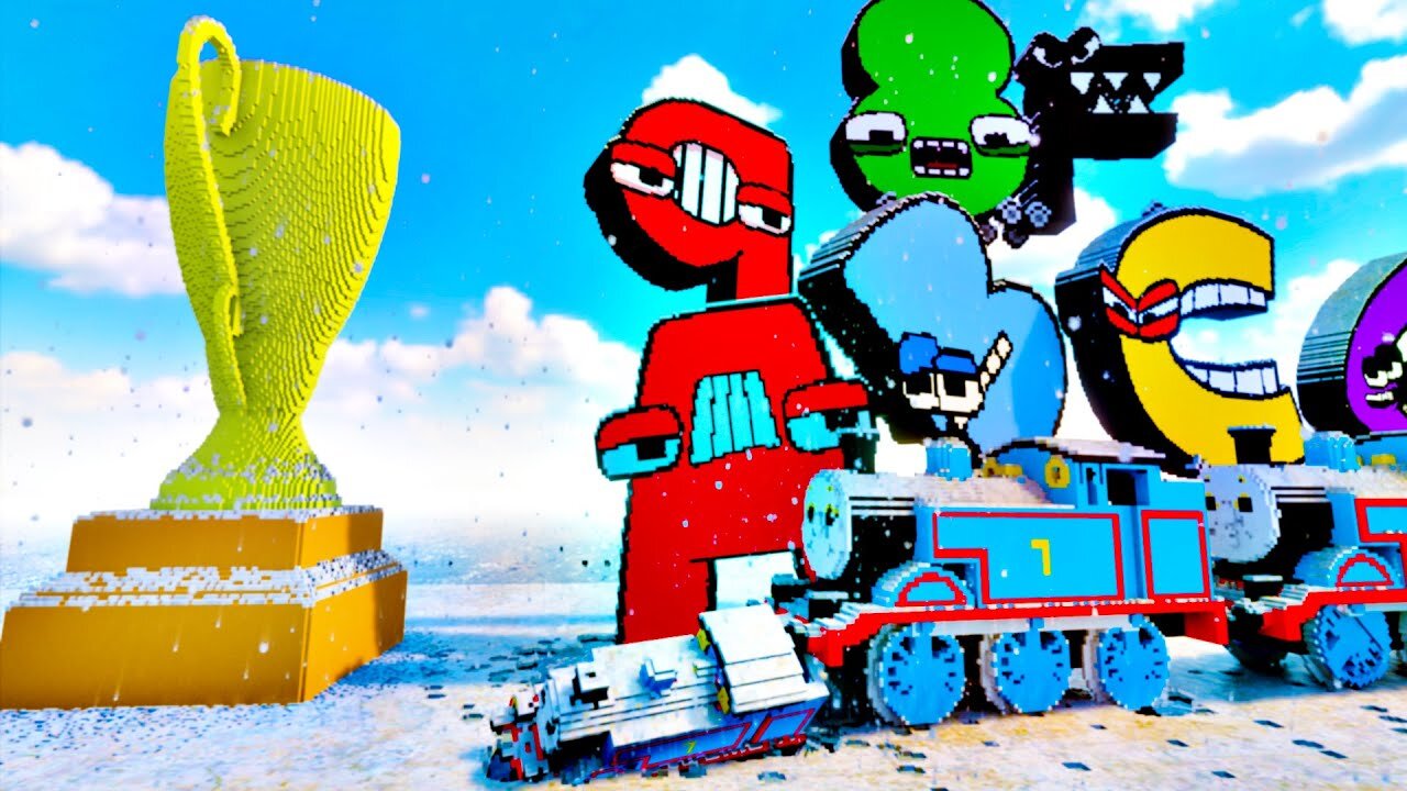 Cars Alphabet Lore vs Numbers & Big Small Thomas – Frozen Lake Minefield Challenge