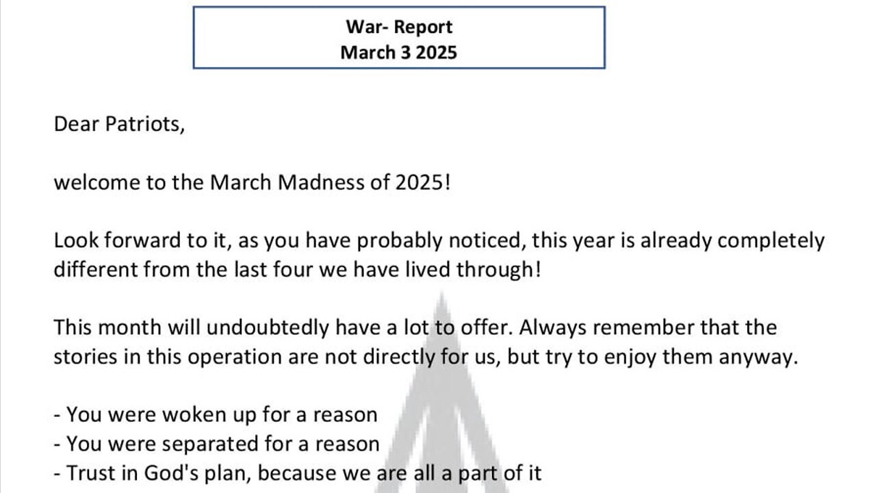 WAR REPORT - MARCH 3 2025 - MARCH MADNESS OF 2025