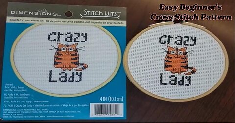 Learning to Cross Stitch Crazy Cat Lady Kit