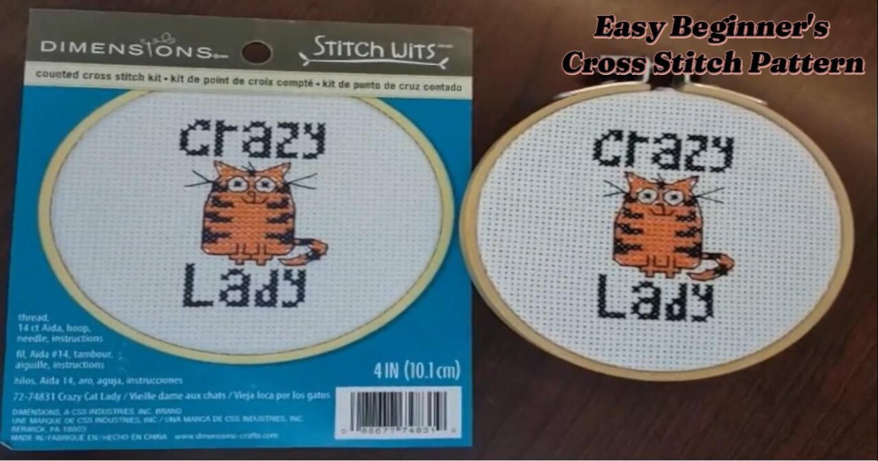 Learning to Cross Stitch Crazy Cat Lady Kit