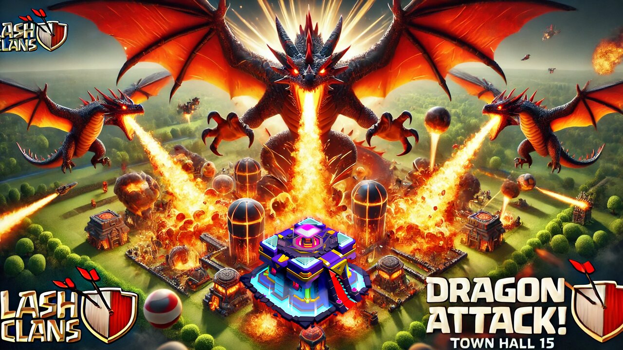 Clash of clans! Dragon Attack on Town hall 15