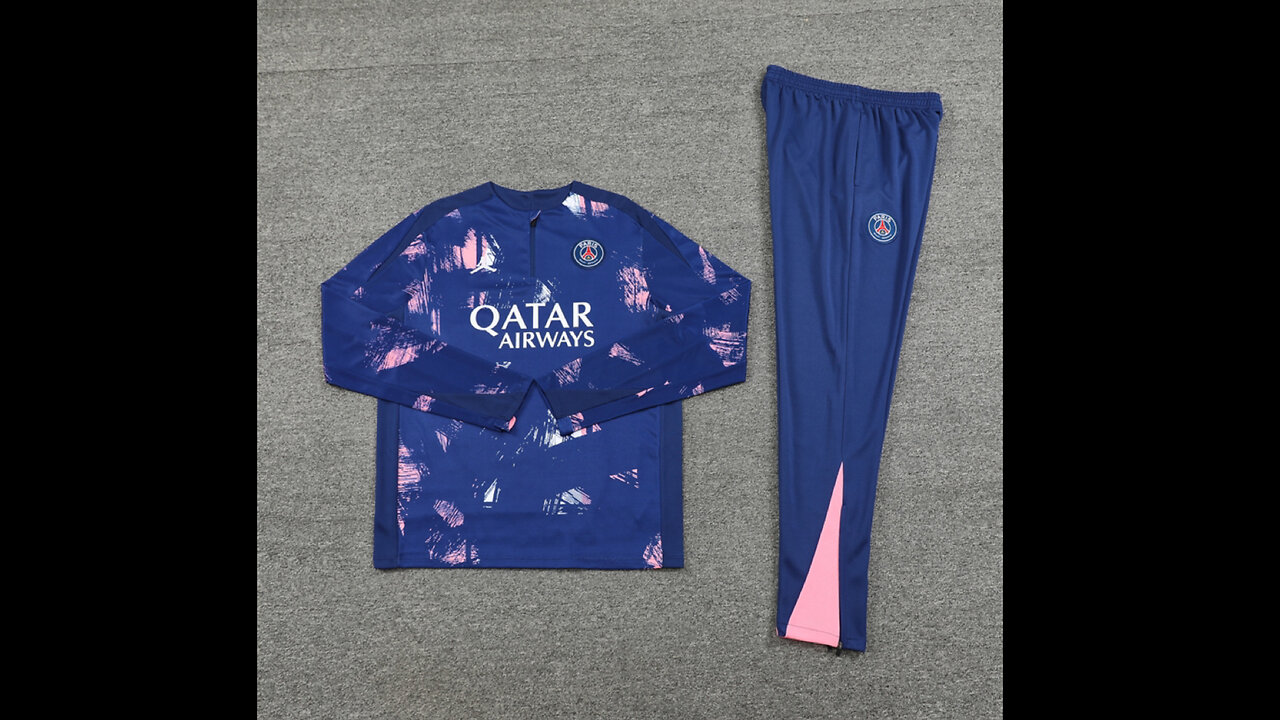 👉🏻⚽️2024-25 PSG Adult/Kid Blue Long Sleeve Tracksuit