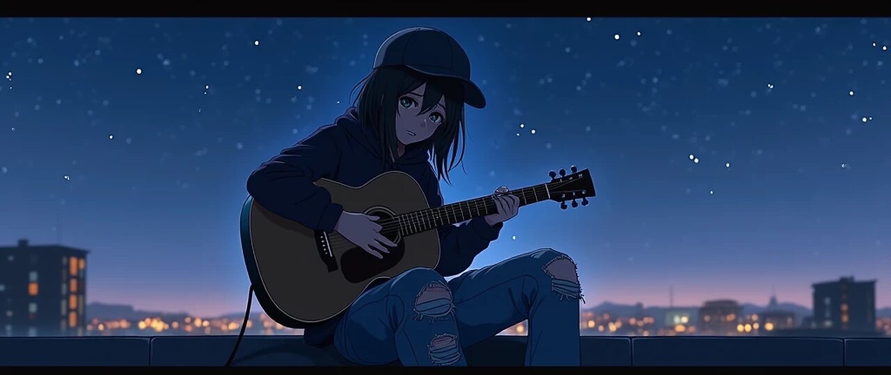 Tears in the Night 🌙 | Sad Anime Girl 🎸 | Starry Vibes ✨