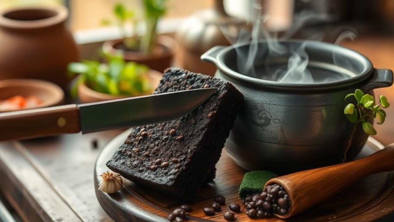 🌿 Handmade Fermented Black Bean Cake – A Flavor Worth the Wait! 🍲