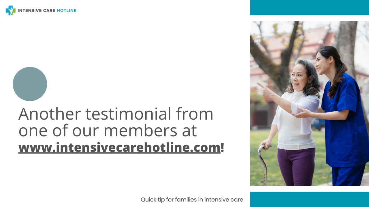 Another Testimonial from One of Our Members at www.intensivecarehotline.com!