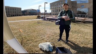 Sincere Christian Student Takes A Stack of Gospel Tracts, Very Windy Day As I Lift Up Jesus Christ To the Students