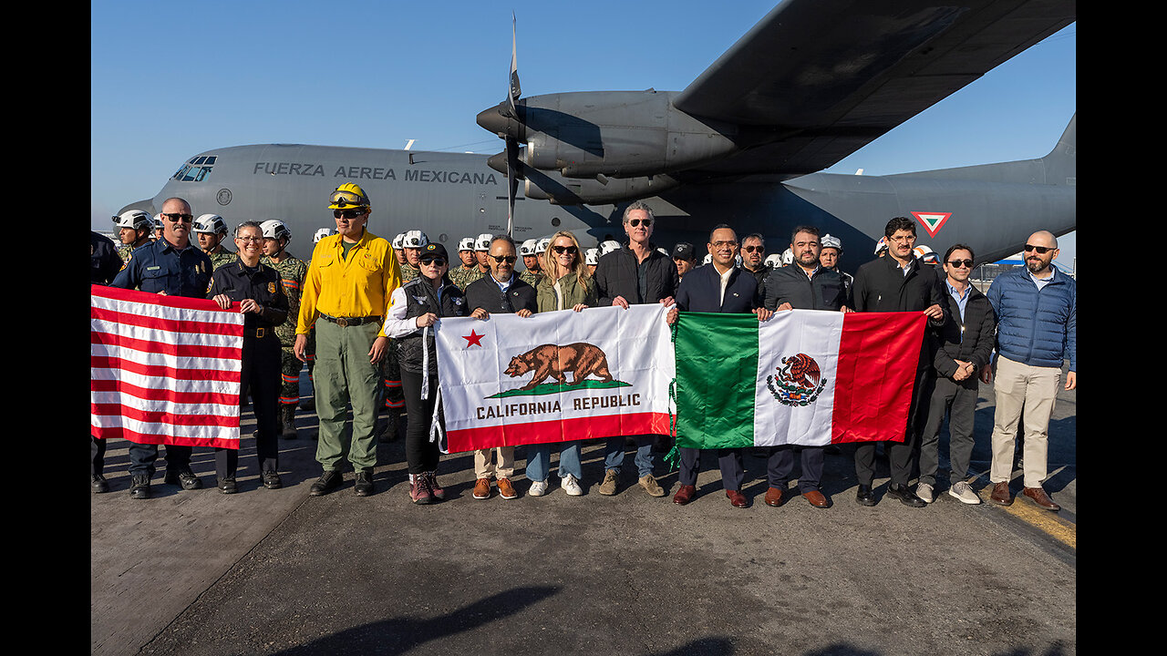 California's Governor Newsom welcomes firefighters from Mexico who will help fight wildfires