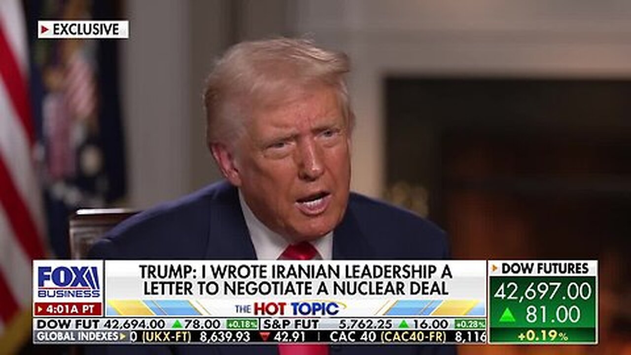 Trump reveals to Maria Bartiromo he's written a letter to Iran to negotiate deal
