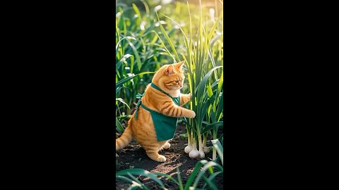 cat cooking delicious food 😋🤤