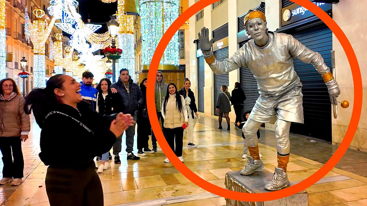 Frozen in Time! ⏳🎾 Funny Tennis Player Street Performer & Reactions