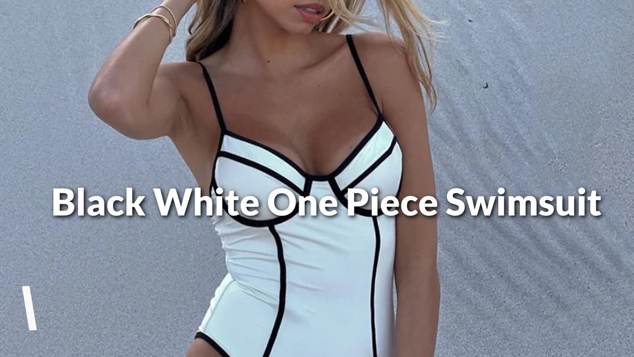 Black White One Piece Swimsuit