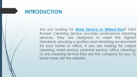 Are you looking for Maid Service in Willard-Hay?