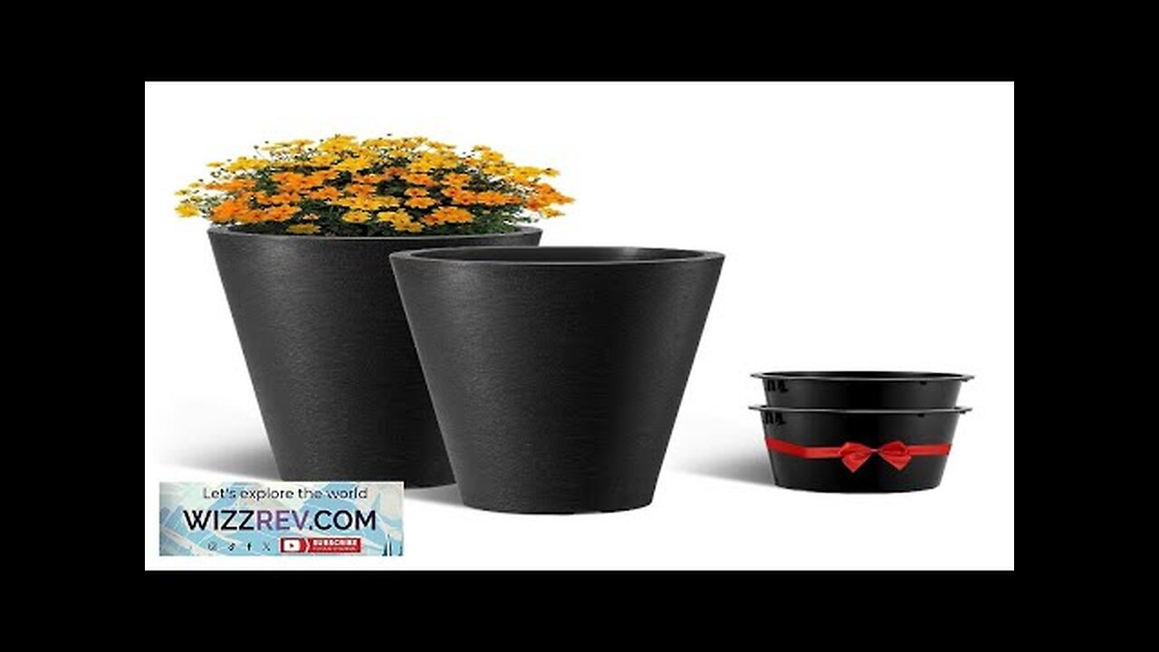 Tall Planter Set of 2 Round Tapered Plant Pots 24 in Review