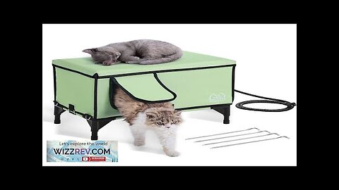 VEVOR Elevated Heated Cat House Cuboid Kitty Shelter with Heated Pad Green Review