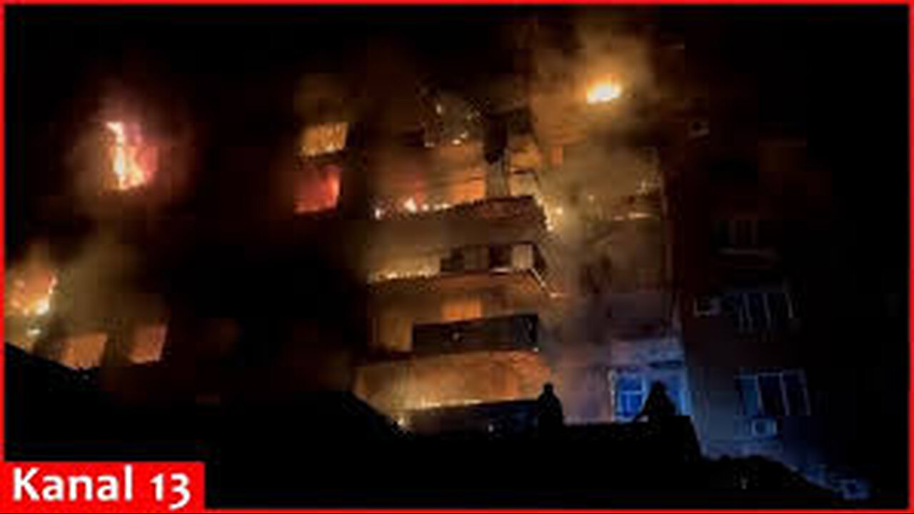 Firefighters tackle blaze after Russia strikes Pokrovsk in Ukraine's Donetsk region