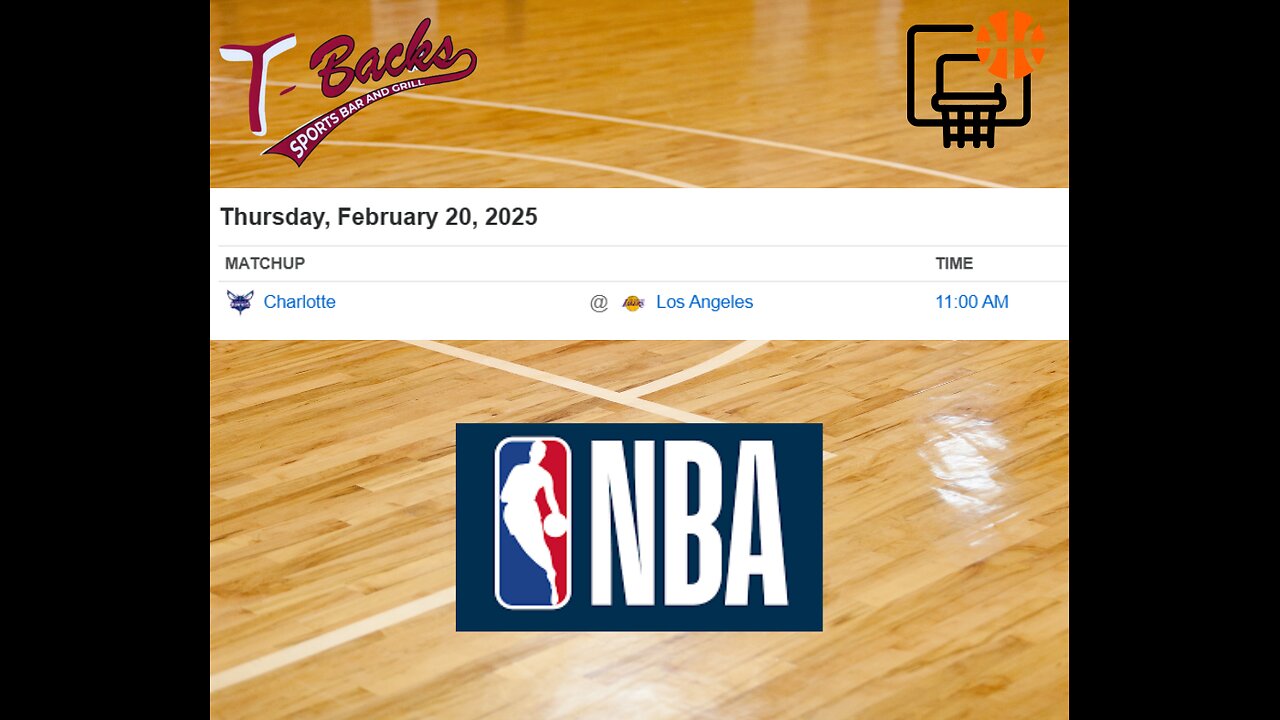 T-Backs Sports Bar and Grill Sports Schedule and Sliders special for Thursday Feb 20, 2025