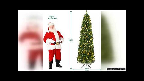 Pre-Lit Pencil Christmas Tree Artificial Skinny Christmas Tree W/Metal Hinges & Base Review