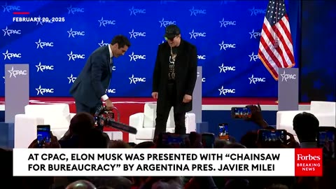 Elon Musk Presented With 'Chainsaw For Bureaucracy' By Javier Milei At CPAC