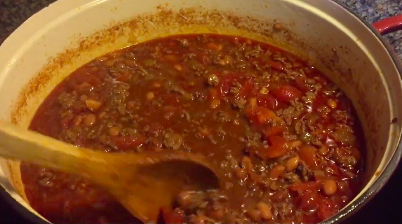 Winter Chili Made In Castiron Pot