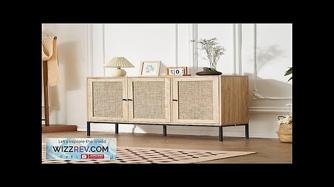 Rattan Cabinet Storage with 3 Magnetic Doors & Adjustable Shelves Natural Review