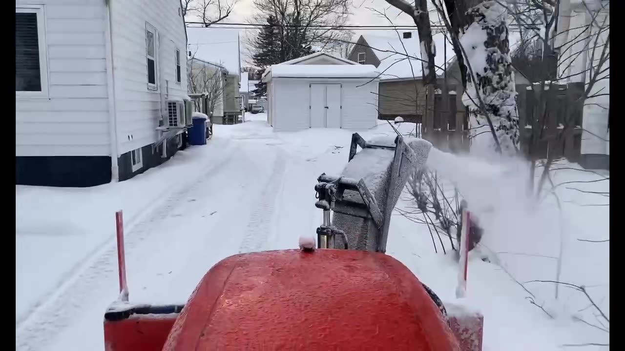 Tiny Little Blizzard Snow Blowing Powder In Atlantic Canada Winter Kubota Tractor Front Mounted Blower