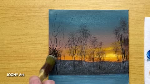 How to Paint Snowy Night _ Acrylic Painting