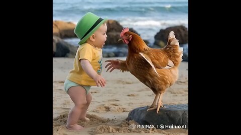 Baby fight with Chicken