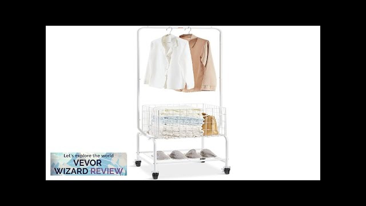 VEVOR Metal Rolling Laundry Basket with Hanging Garment Rack Height Adjustment Laundry Review