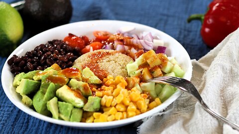 Delicious Black Bean Avocado and Quinoa Bowl